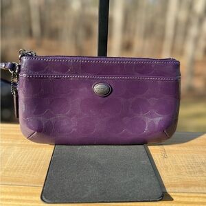 Coach Patent Signature Plum Women's Wristlet